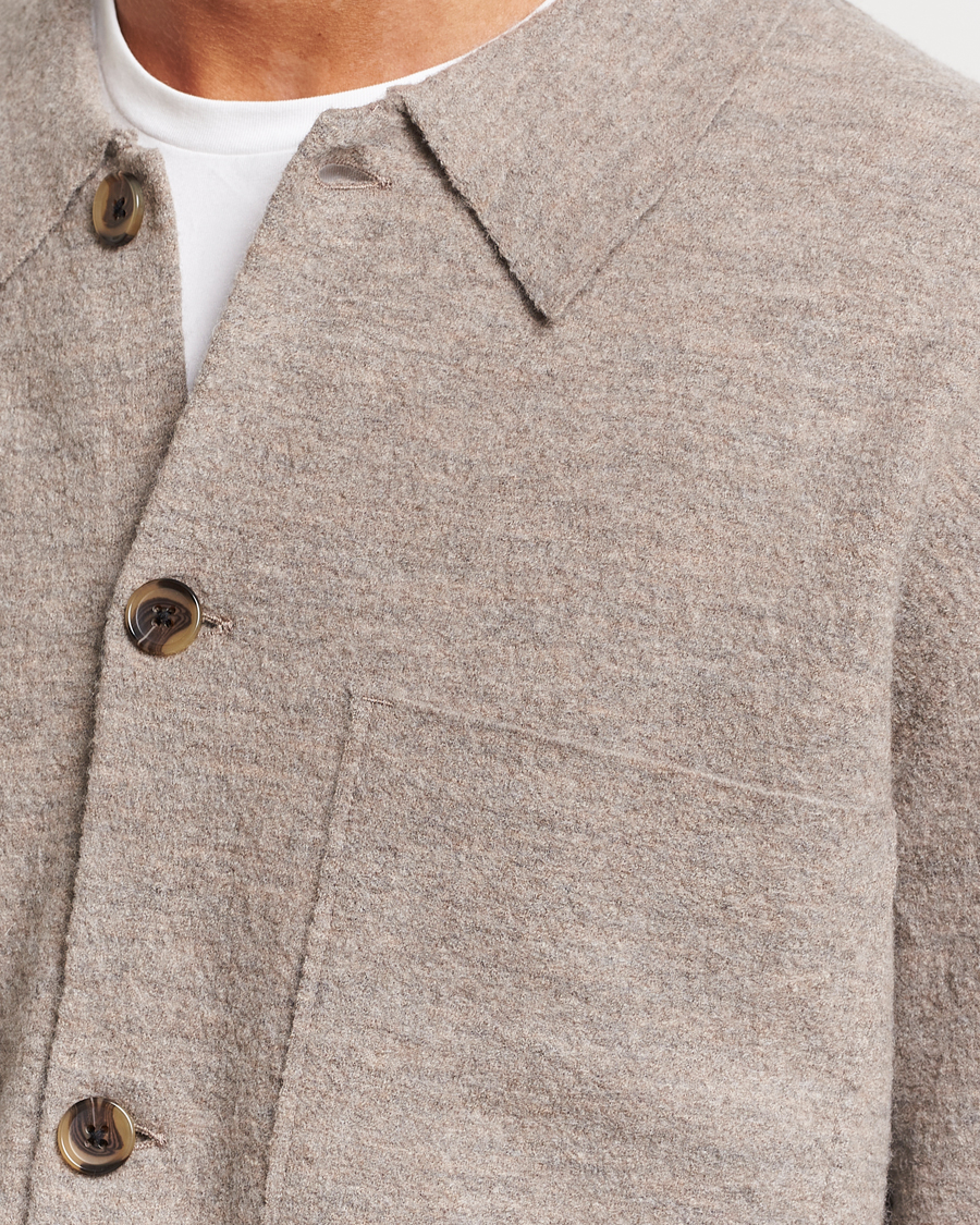 Herren | Pullover | NN07 | Jonas Boiled Wool Cardigan Khaki Beige