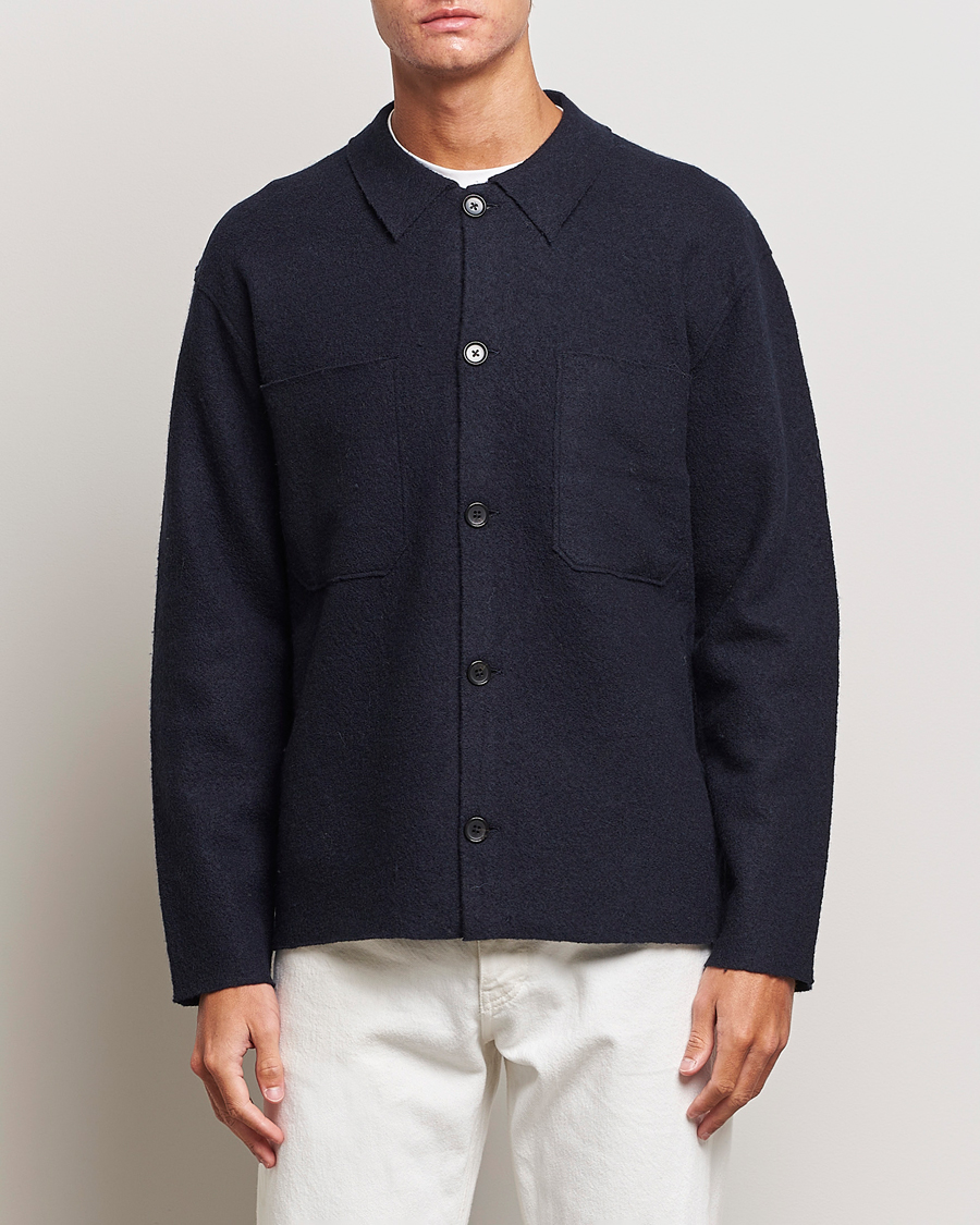 Herren | Pullover | NN07 | Jonas Boiled Wool Cardigan Navy Blue