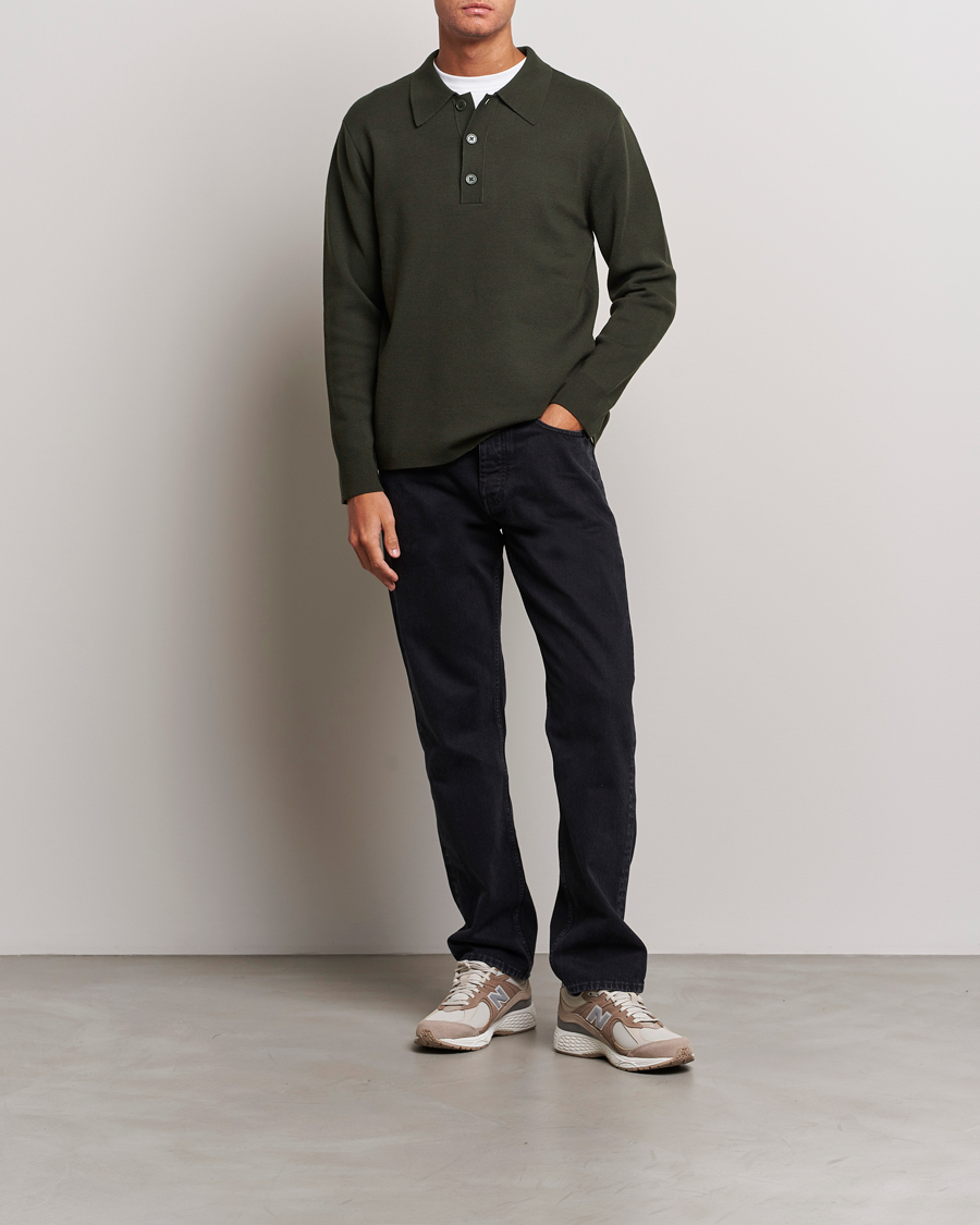 Herren | Pullover | NN07 | Harald Knitted Polo Dark Green