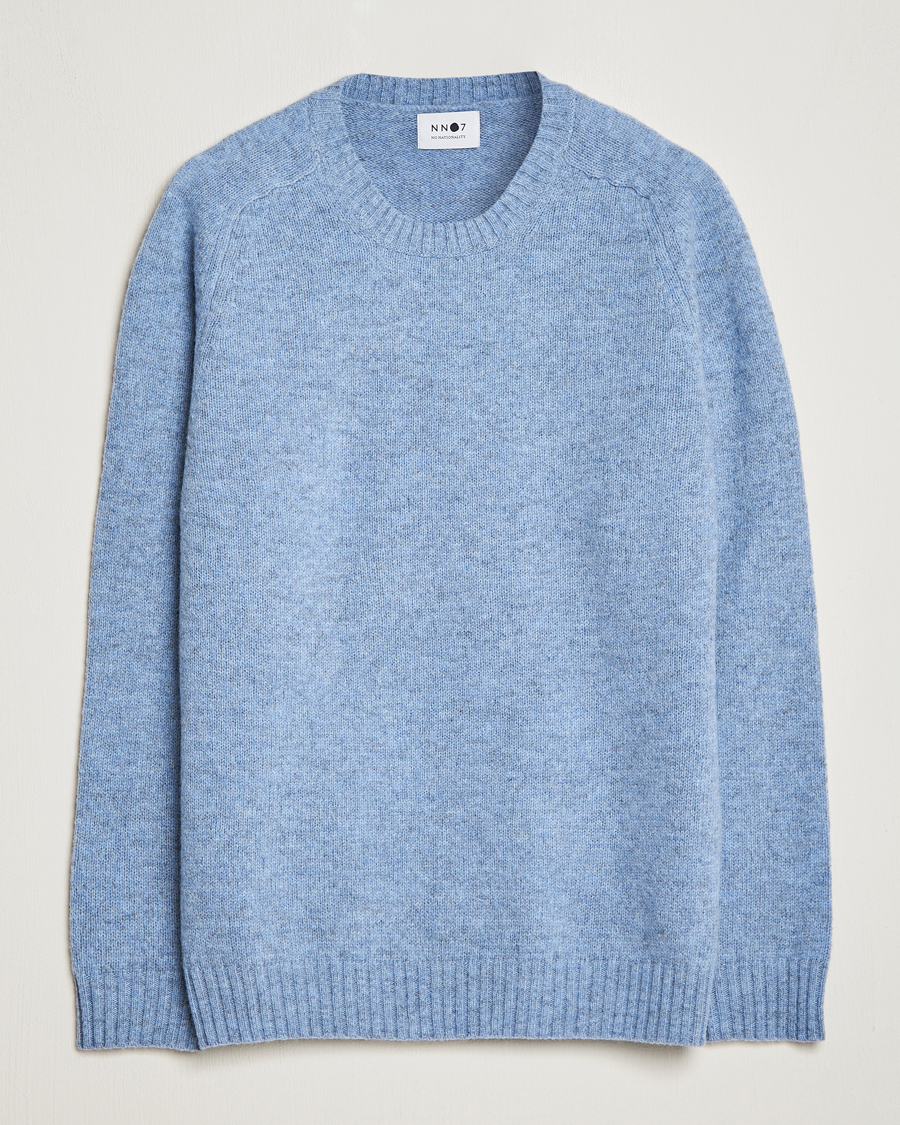 Herren | Pullover | NN07 | Nathan Brushed Crew Neck Light Blue Melange
