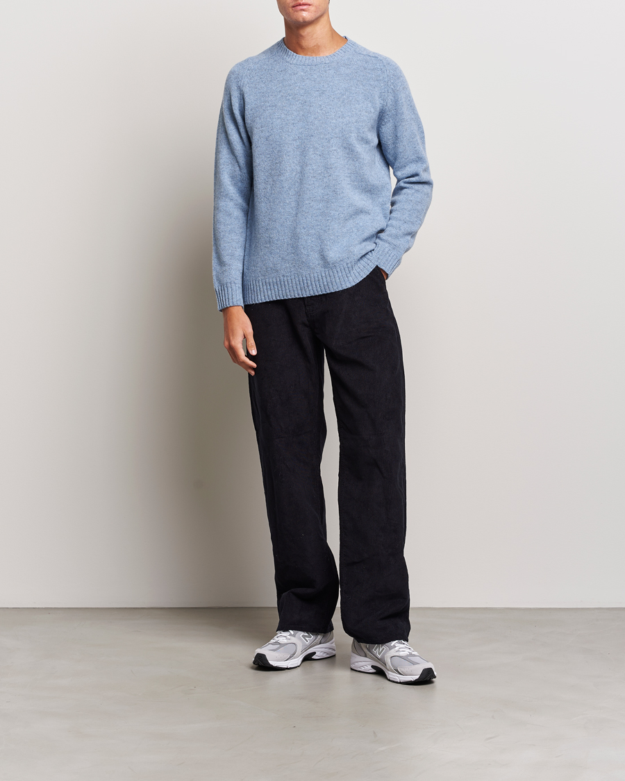 Herren | Pullover | NN07 | Nathan Brushed Crew Neck Light Blue Melange