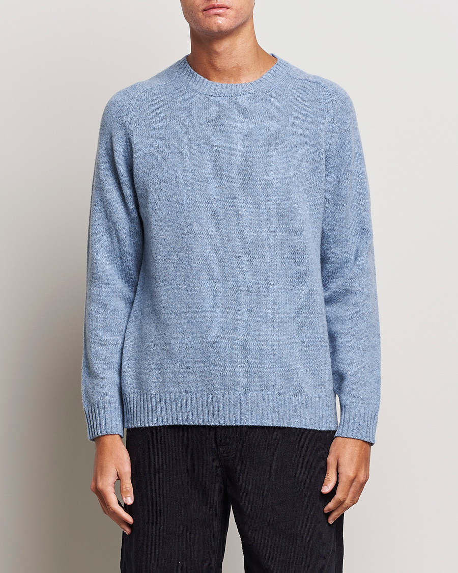 Herren | Pullover | NN07 | Nathan Brushed Crew Neck Light Blue Melange