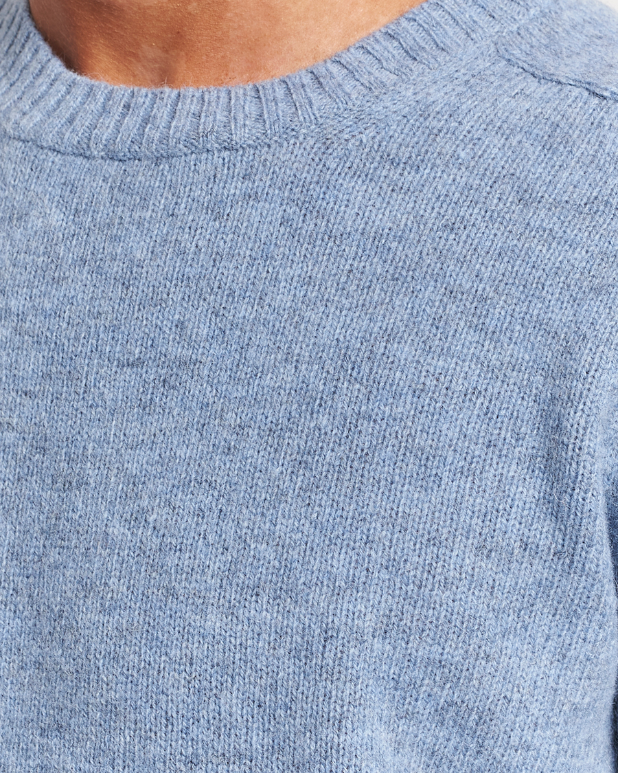 Herren | Pullover | NN07 | Nathan Brushed Crew Neck Light Blue Melange