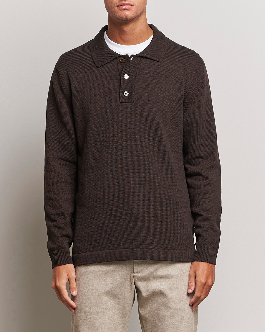 Herren | Pullover | NN07 | Vito Knitted Polo Demitasse Brown