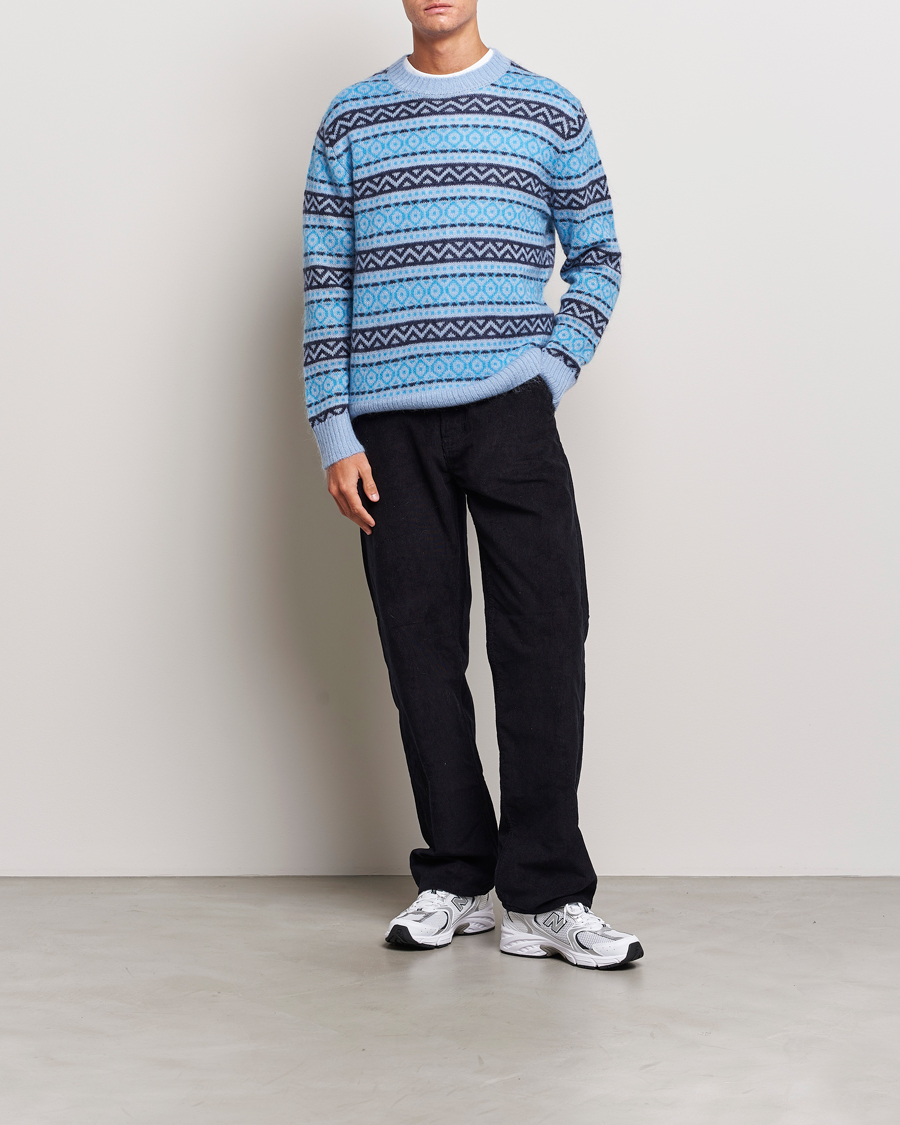 Herren | Pullover | NN07 | Grant Wool Fairisle Sweater Light Blue