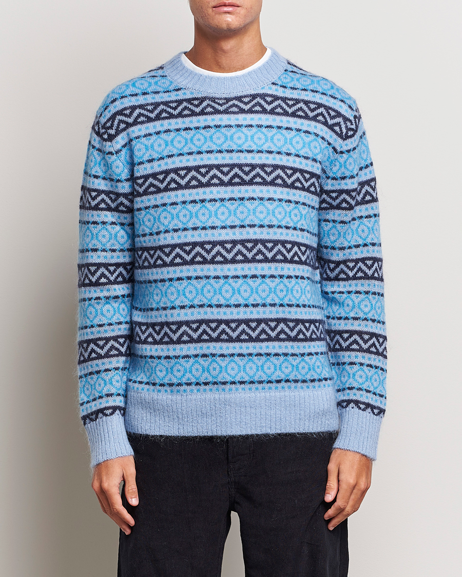 Herren | Weihnachtspullover | NN07 | Grant Wool Fairisle Sweater Light Blue