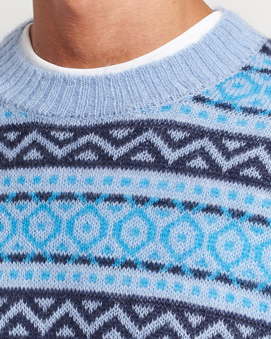 Herren | Pullover | NN07 | Grant Wool Fairisle Sweater Light Blue
