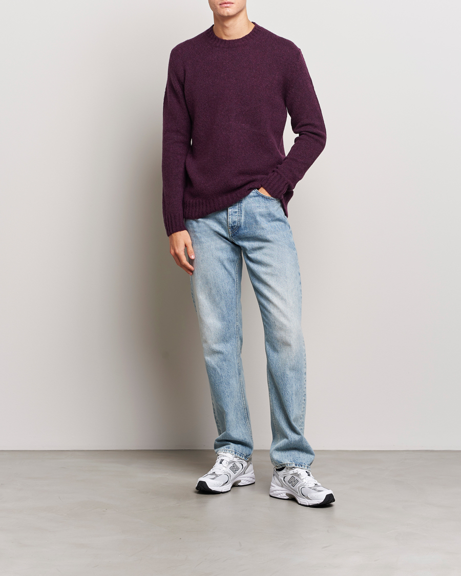 Herren | Pullover | NN07 | Lee Brushed Wool Crew Neck Plum
