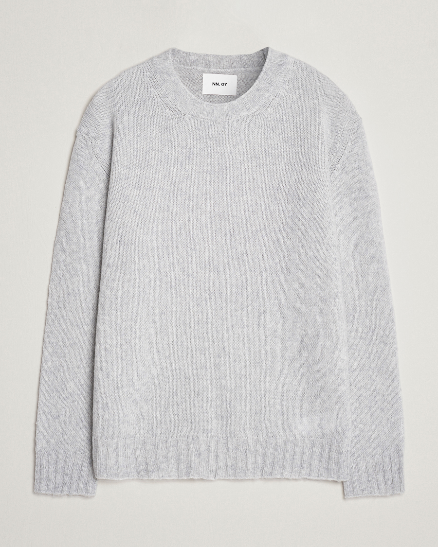 Herren | Pullover | NN07 | Lee Brushed Wool Crew Neck Light Grey Melange
