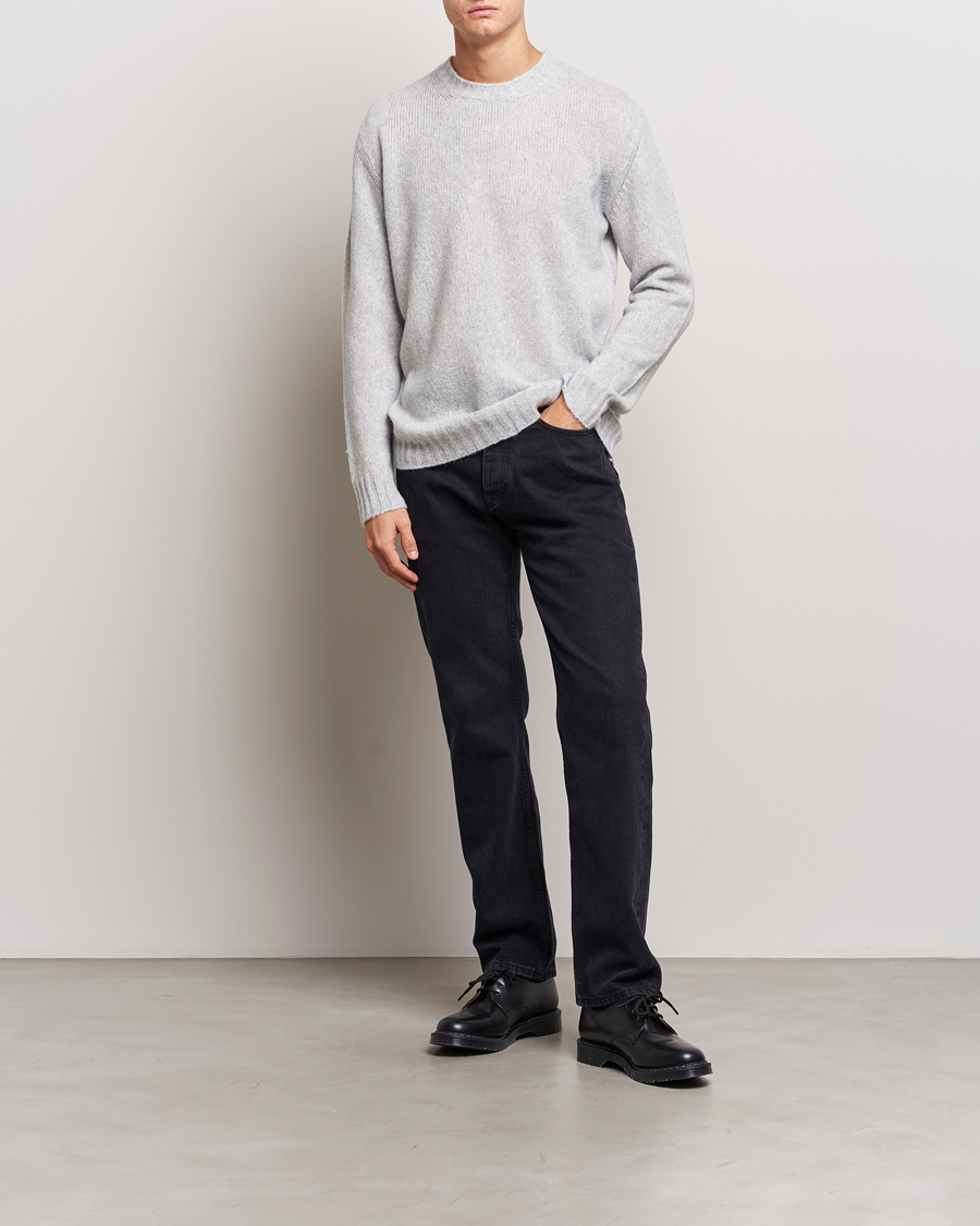 Herren | Pullover | NN07 | Lee Brushed Wool Crew Neck Light Grey Melange