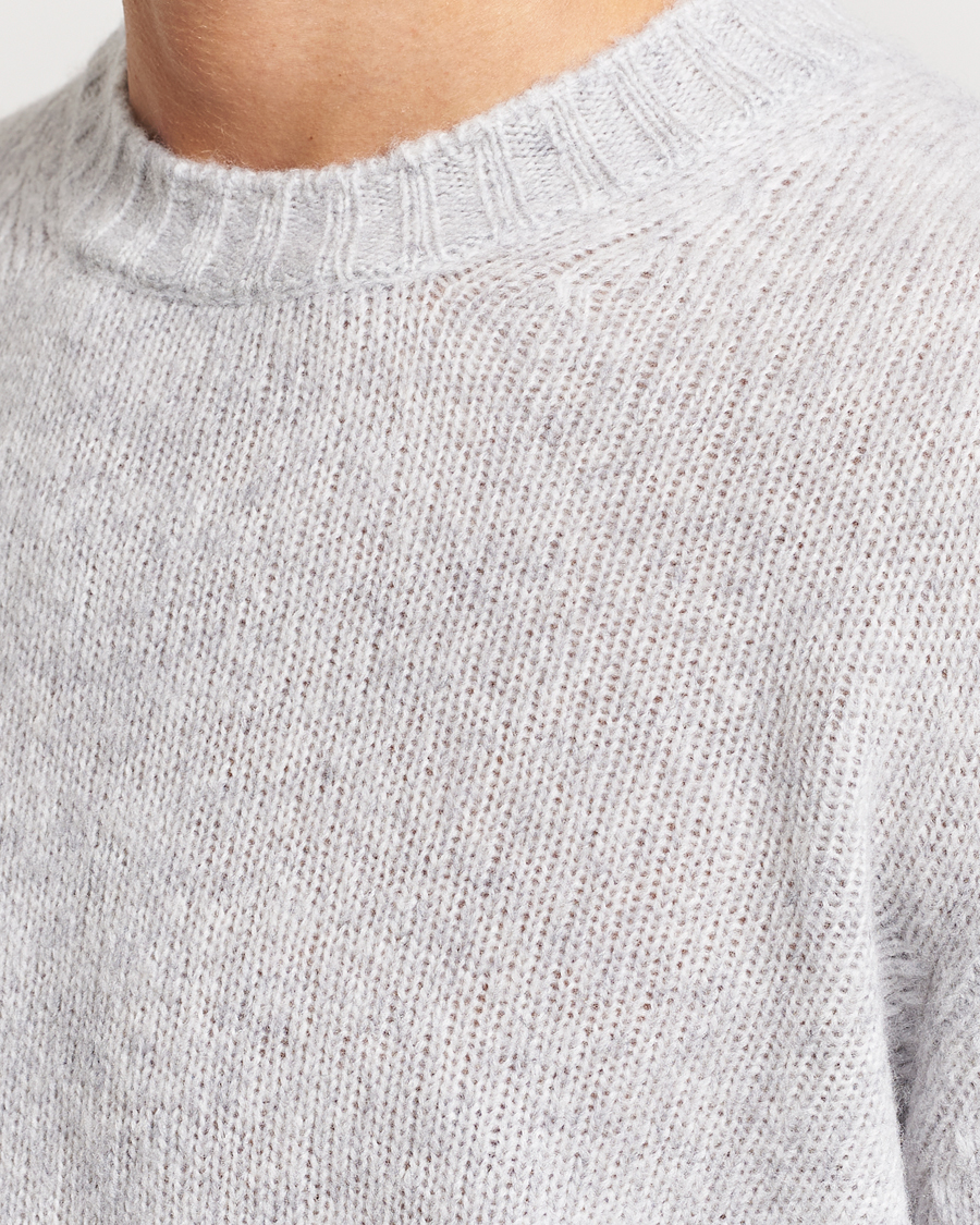 Herren | Pullover | NN07 | Lee Brushed Wool Crew Neck Light Grey Melange