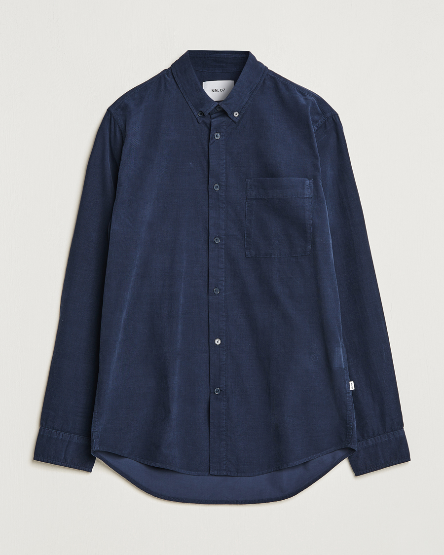 Herren | Hemden | NN07 | Arne Baby Cord Shirt Navy Blue