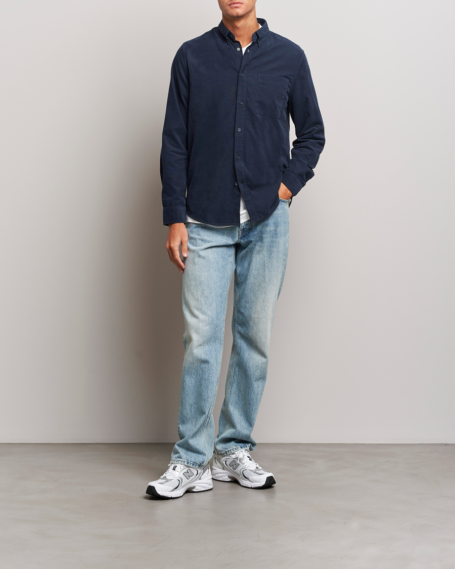 Herren | Hemden | NN07 | Arne Baby Cord Shirt Navy Blue