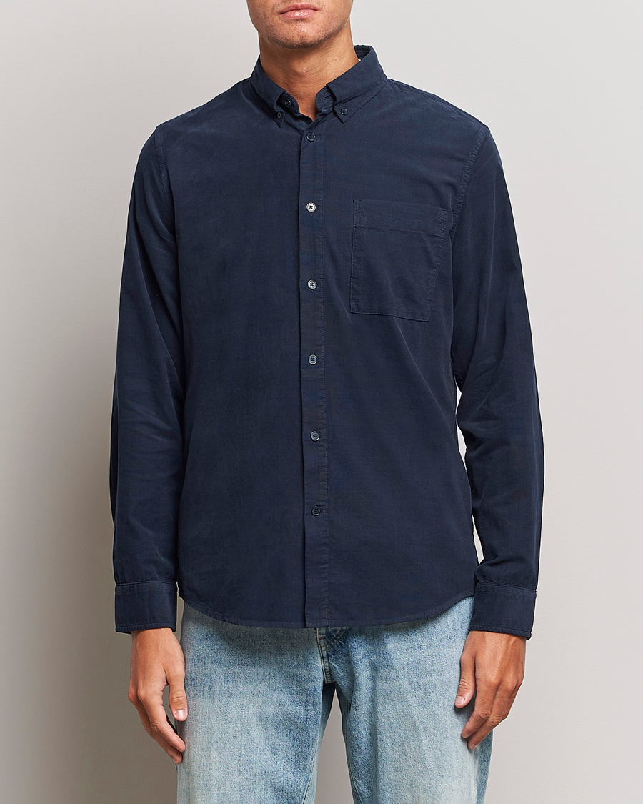 Herren | Hemden | NN07 | Arne Baby Cord Shirt Navy Blue