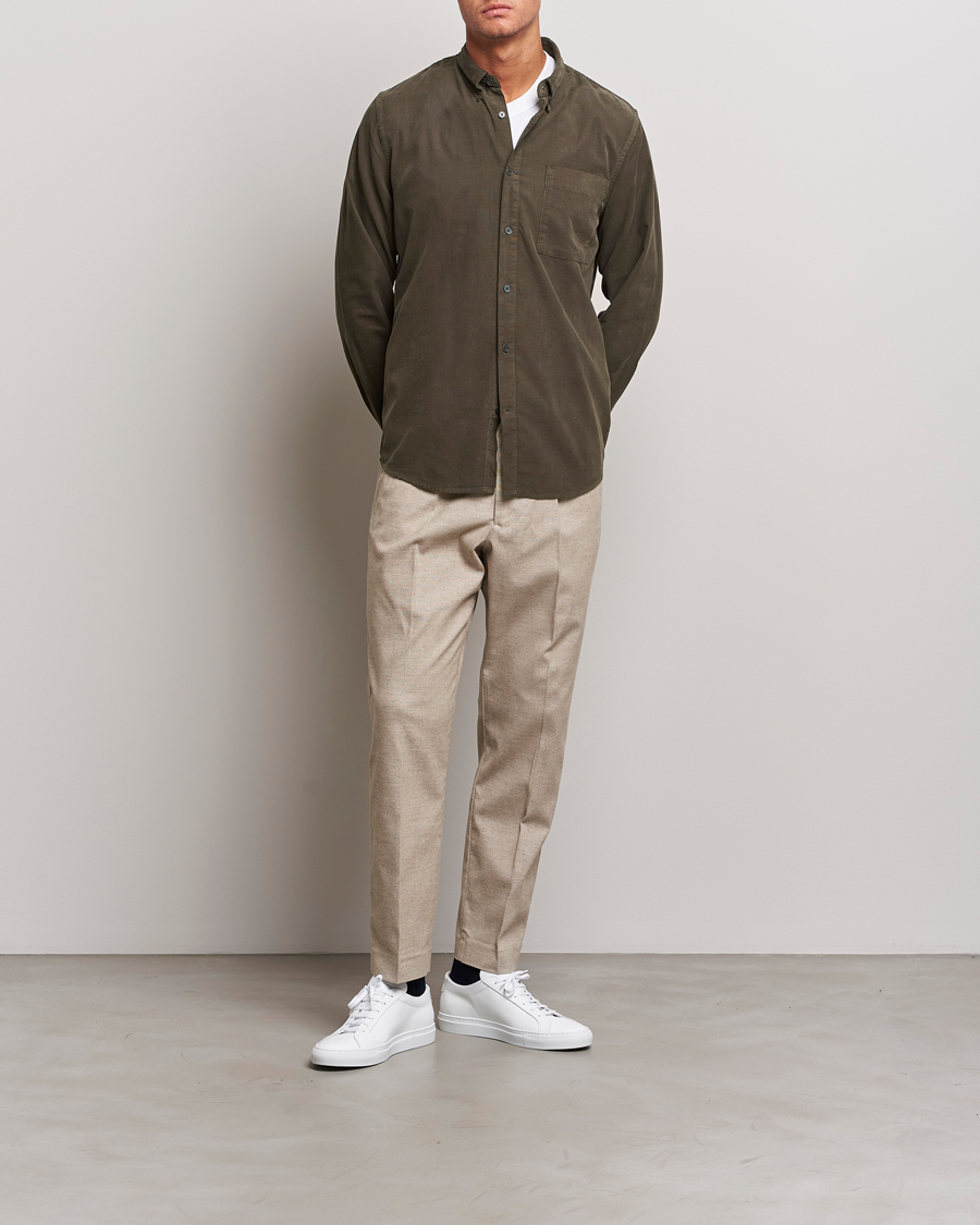 Herren | Hemden | NN07 | Arne Baby Cord Shirt Dark Army