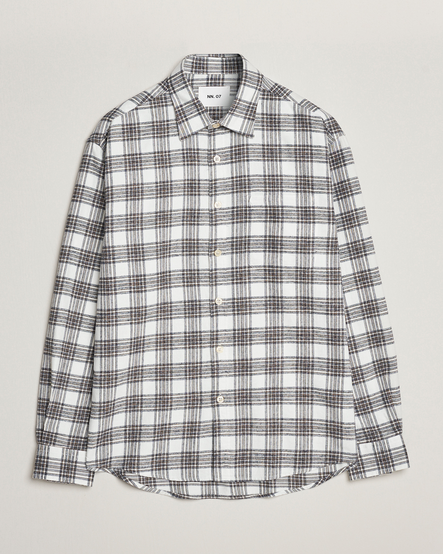 Herren | Hemden | NN07 | Deon Brushed Flannel Checked Shirt Cream/Brown