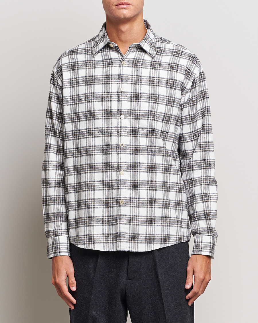 Herren | Hemden | NN07 | Deon Brushed Flannel Checked Shirt Cream/Brown