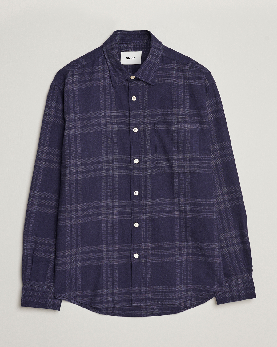 Herren | Hemden | NN07 | Deon Brushed Flannel Checked Shirt Navy Blue