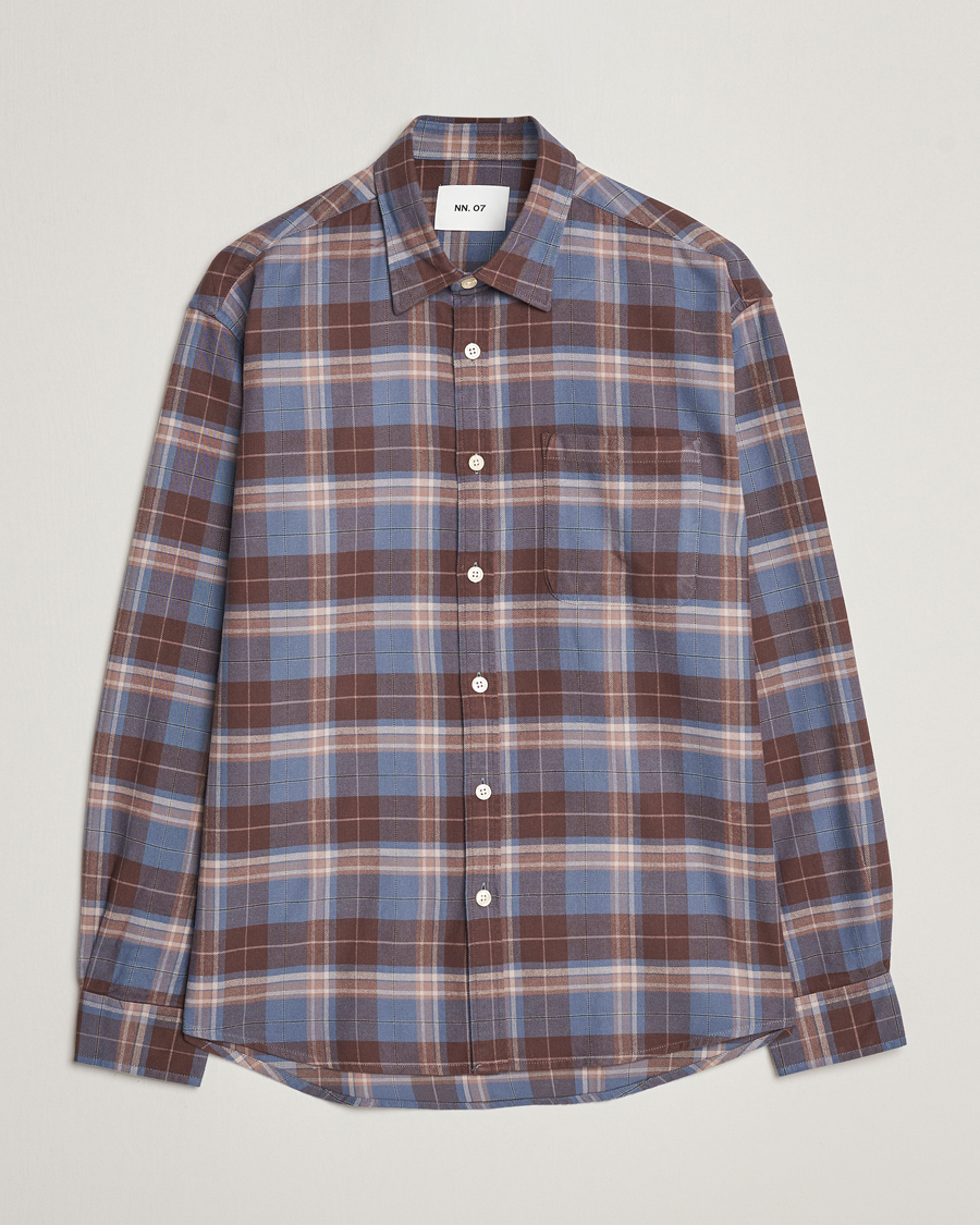 Herren | Hemden | NN07 | Deon Brushed Flannel Checked Shirt Brown/Blue