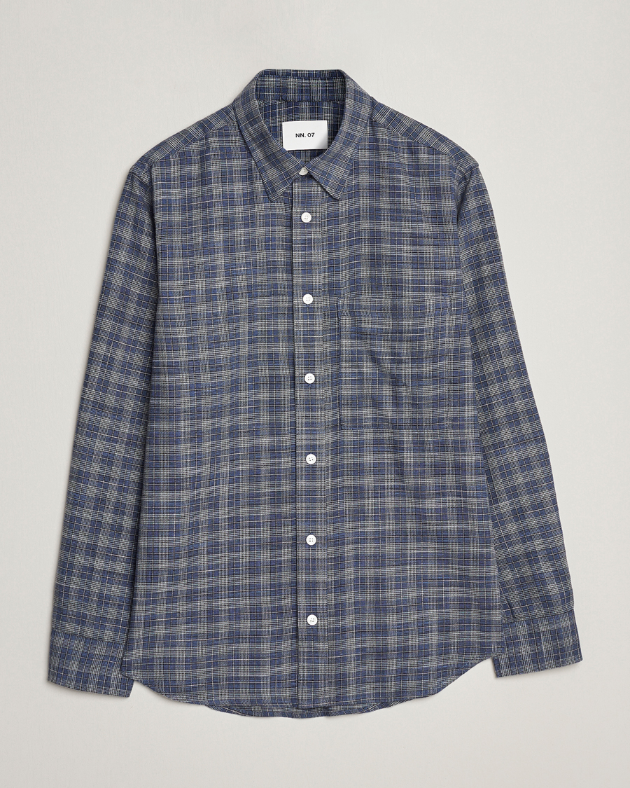 Herren | Hemden | NN07 | Cohen Brushed Flannel Checked Shirt Navy Blue