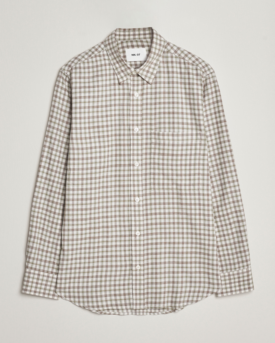 Herren | Hemden | NN07 | Cohen Brushed Flannel Checked Shirt Green/Cream
