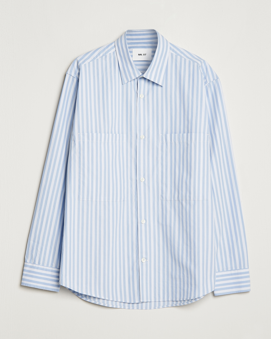 Herren | Hemden | NN07 | Freddie Poplin Striped Shirt Blue/White