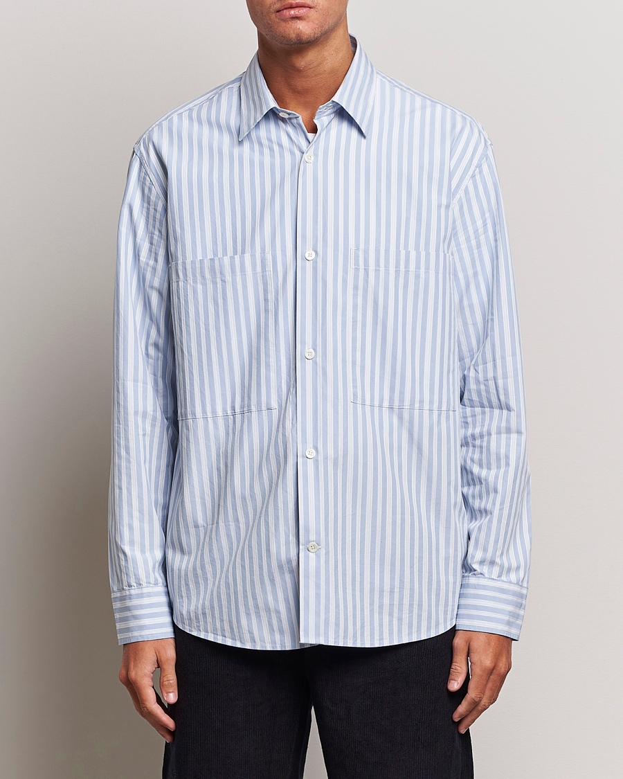 Herren | Hemden | NN07 | Freddie Poplin Striped Shirt Blue/White