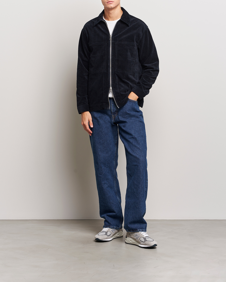 Herren | Hemden | NN07 | Isak Full Zip Corduroy Overshirt Navy Blue