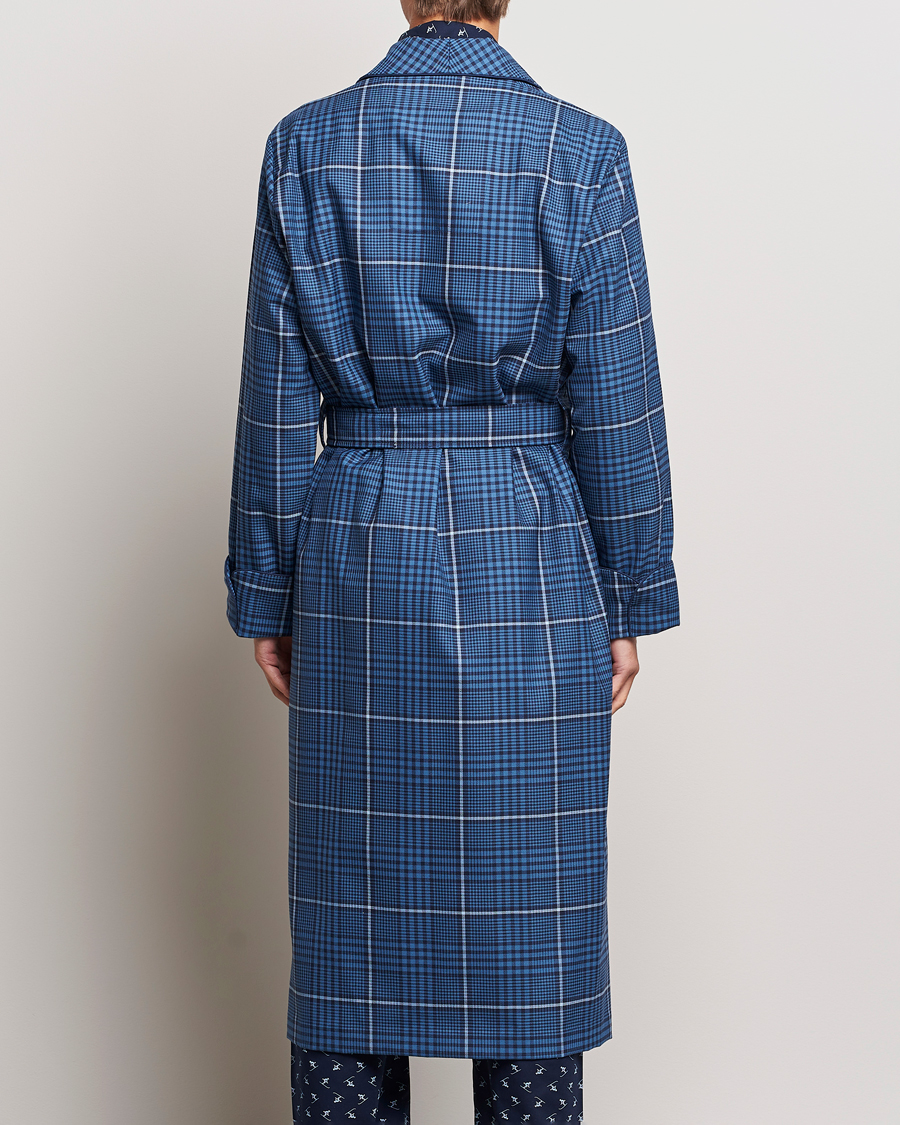 Herren | Schlafanzüge & Bademäntel | Derek Rose | Wool Checked Gown Blue