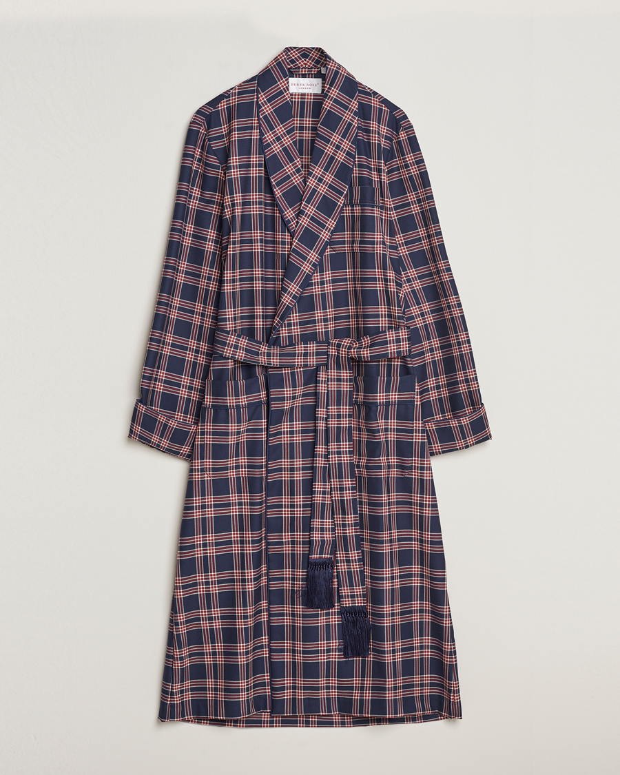 Herren | Schlafanzüge & Bademäntel | Derek Rose | Wool Checked Gown Navy