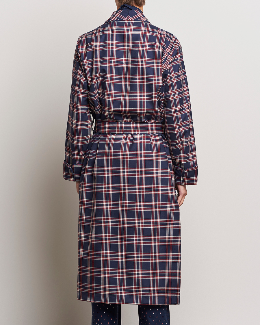 Herren | Schlafanzüge & Bademäntel | Derek Rose | Wool Checked Gown Navy