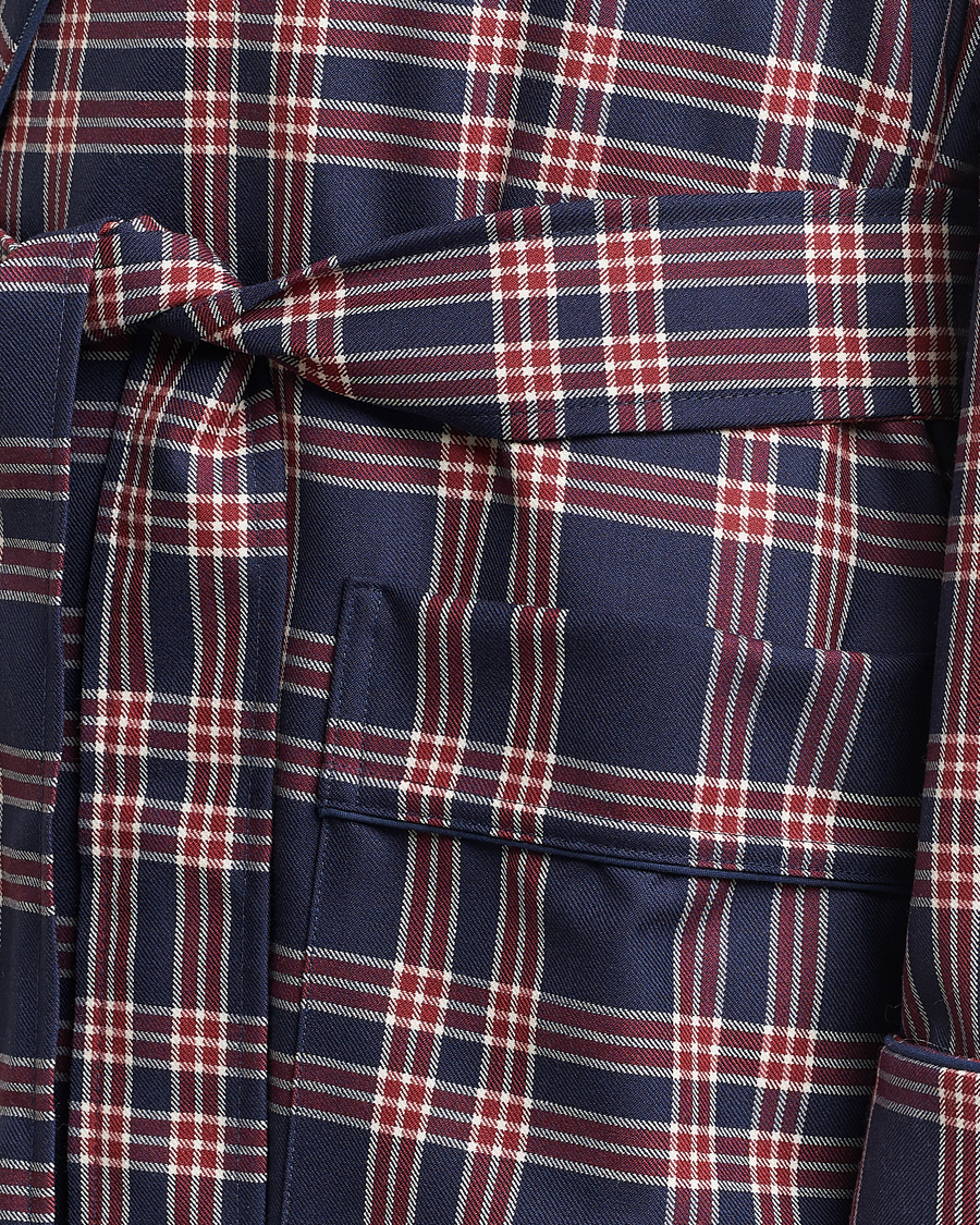 Herren | Schlafanzüge & Bademäntel | Derek Rose | Wool Checked Gown Navy