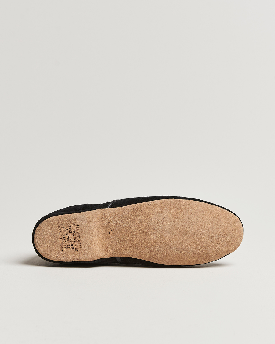 Herren | Derek Rose Crawford Sheepskin Suede Slippers Black | Derek Rose | Crawford Sheepskin Suede Slippers Black