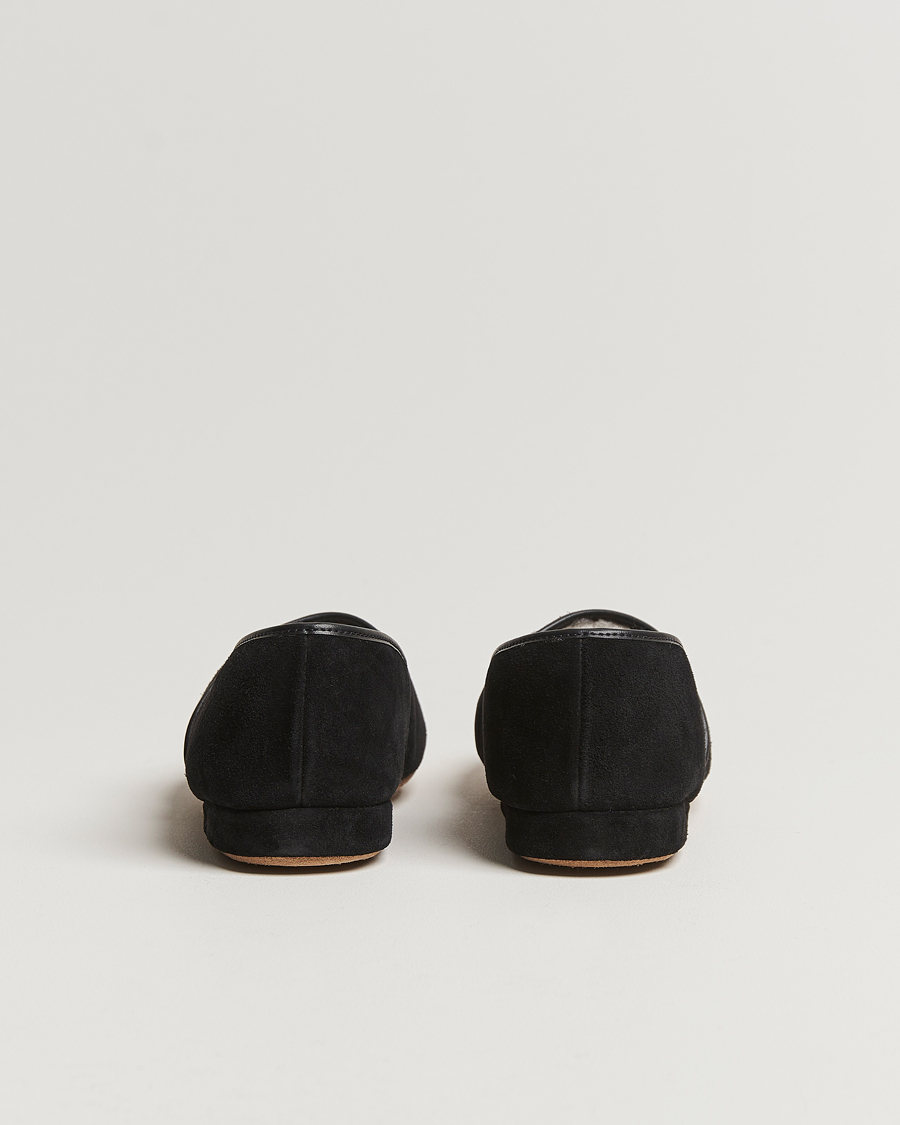 Herren | Derek Rose Crawford Sheepskin Suede Slippers Black | Derek Rose | Crawford Sheepskin Suede Slippers Black