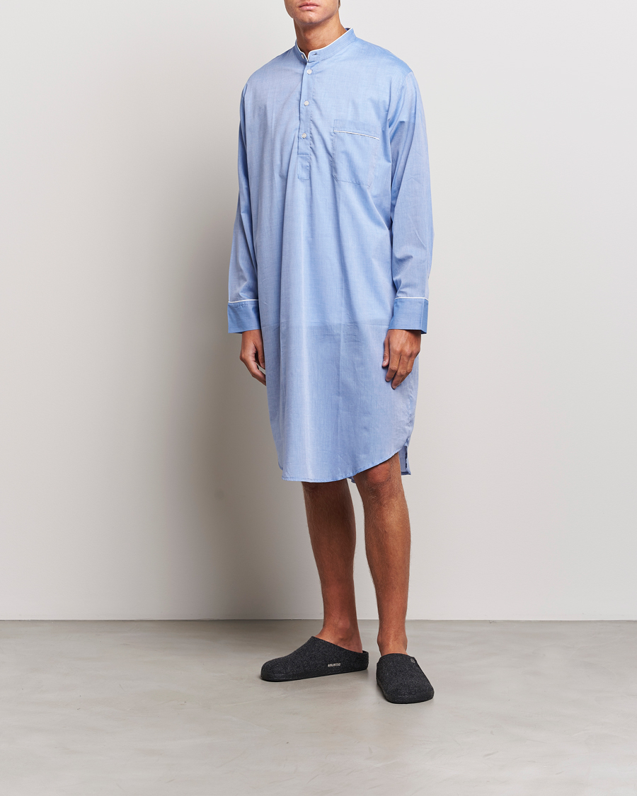 Herren | Schlafanzüge & Bademäntel | Derek Rose | Cotton Pullover Nightshirt Light Blue