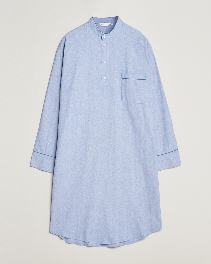 Herren | Schlafanzüge & Bademäntel | Derek Rose | Cotton Pullover Nightshirt Light Blue