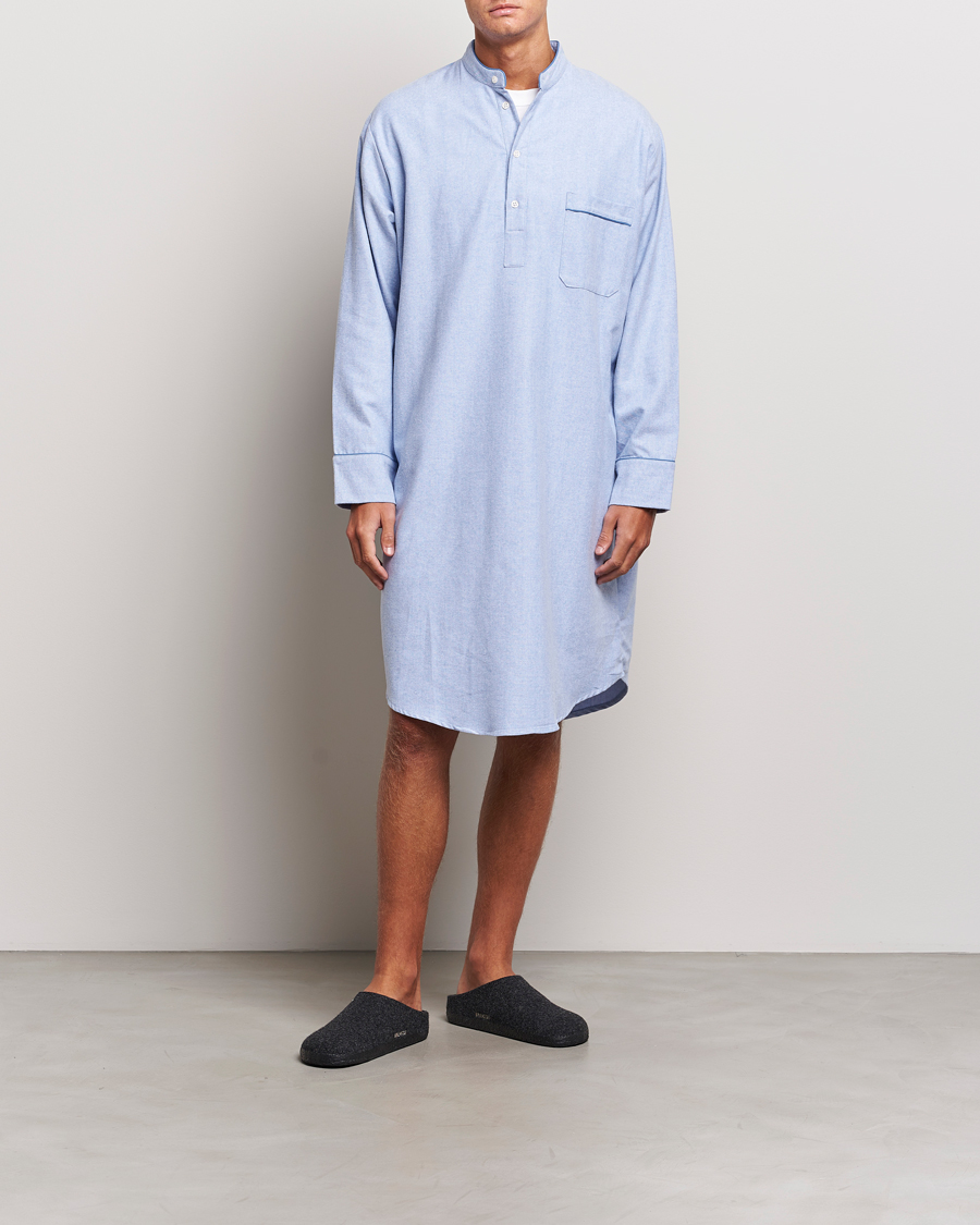 Herren | Schlafanzüge & Bademäntel | Derek Rose | Cotton Pullover Nightshirt Light Blue