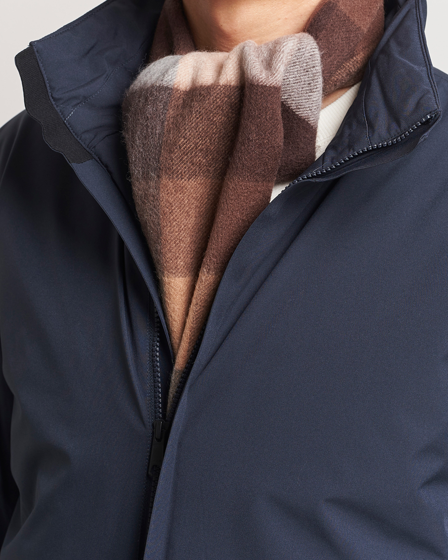 Herren | Amanda Christensen Merino Wool Block Check Scarf Brown Multi | Amanda Christensen | Merino Wool Block Check Scarf Brown Multi