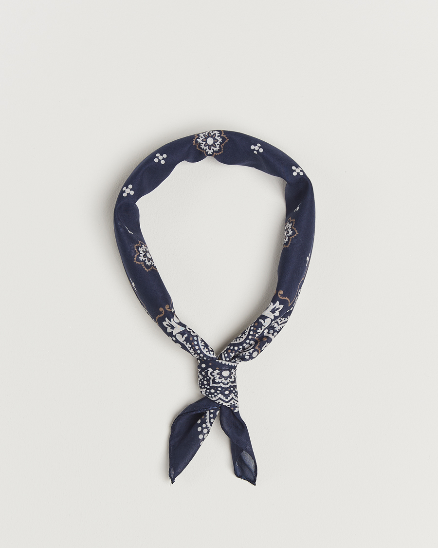 Herren | Amanda Christensen Cotton Voilé Printed Flower Bandana Navy | Amanda Christensen | Cotton Voilé Printed Flower Bandana Navy