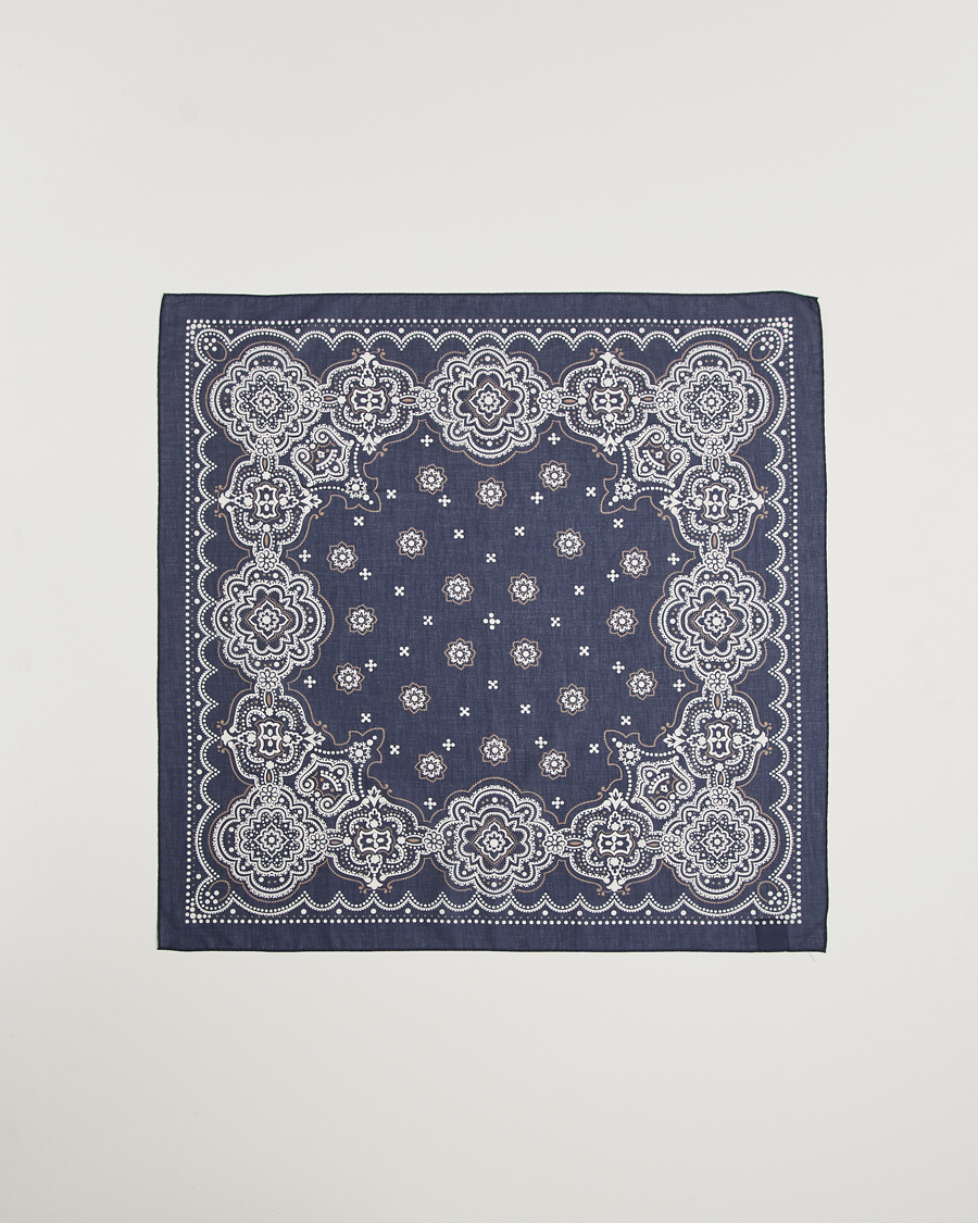 Herren | Amanda Christensen Cotton Voilé Printed Flower Bandana Navy | Amanda Christensen | Cotton Voilé Printed Flower Bandana Navy