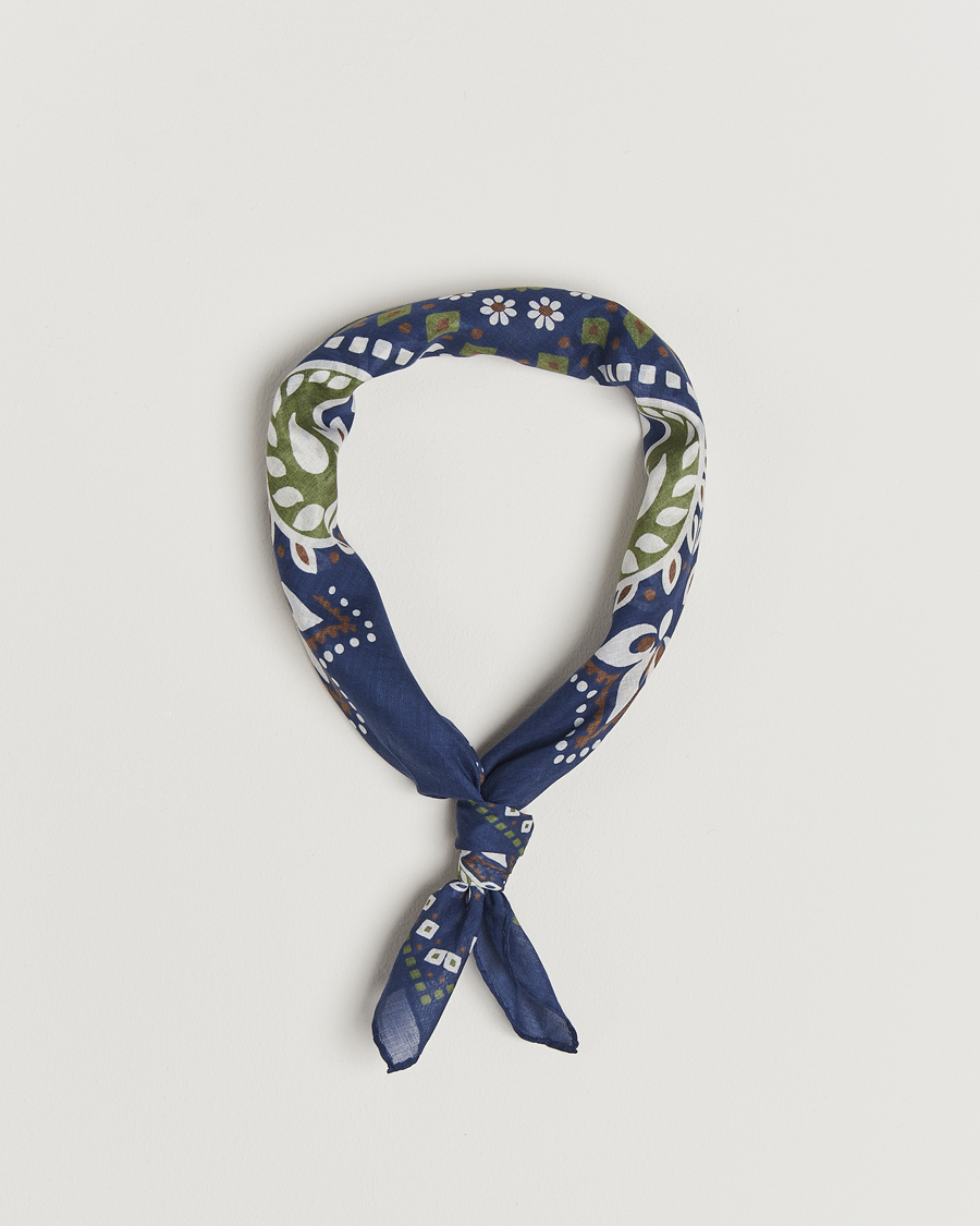 Herren | Amanda Christensen Cotton Voilé Printed Flower Bandana Navy | Amanda Christensen | Cotton Voilé Printed Flower Bandana Navy