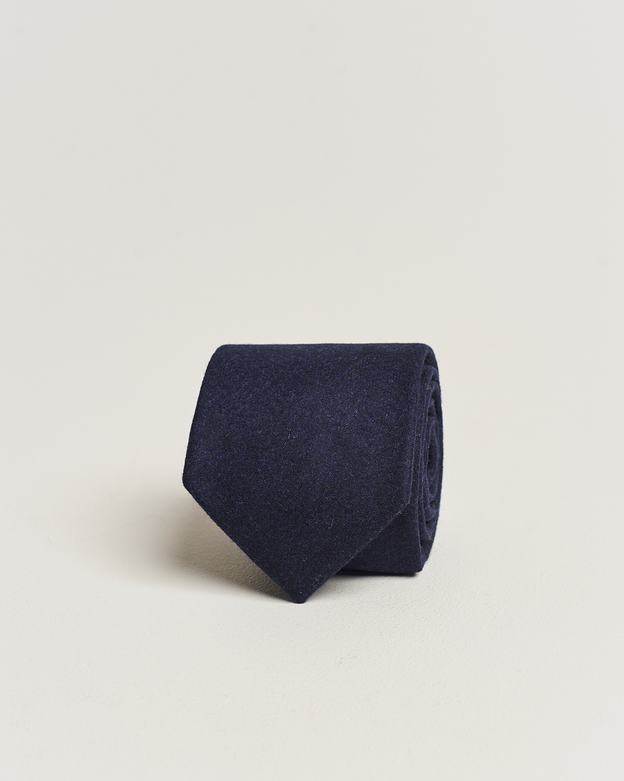 Herren | Amanda Christensen Wool Flannel 8cm Tie Navy | Amanda Christensen | Wool Flannel 8cm Tie Navy