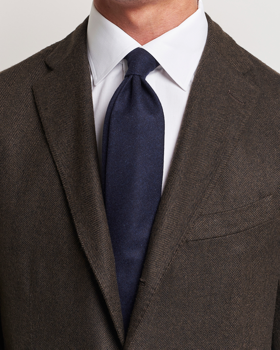 Herren | Amanda Christensen Wool Flannel 8cm Tie Navy | Amanda Christensen | Wool Flannel 8cm Tie Navy