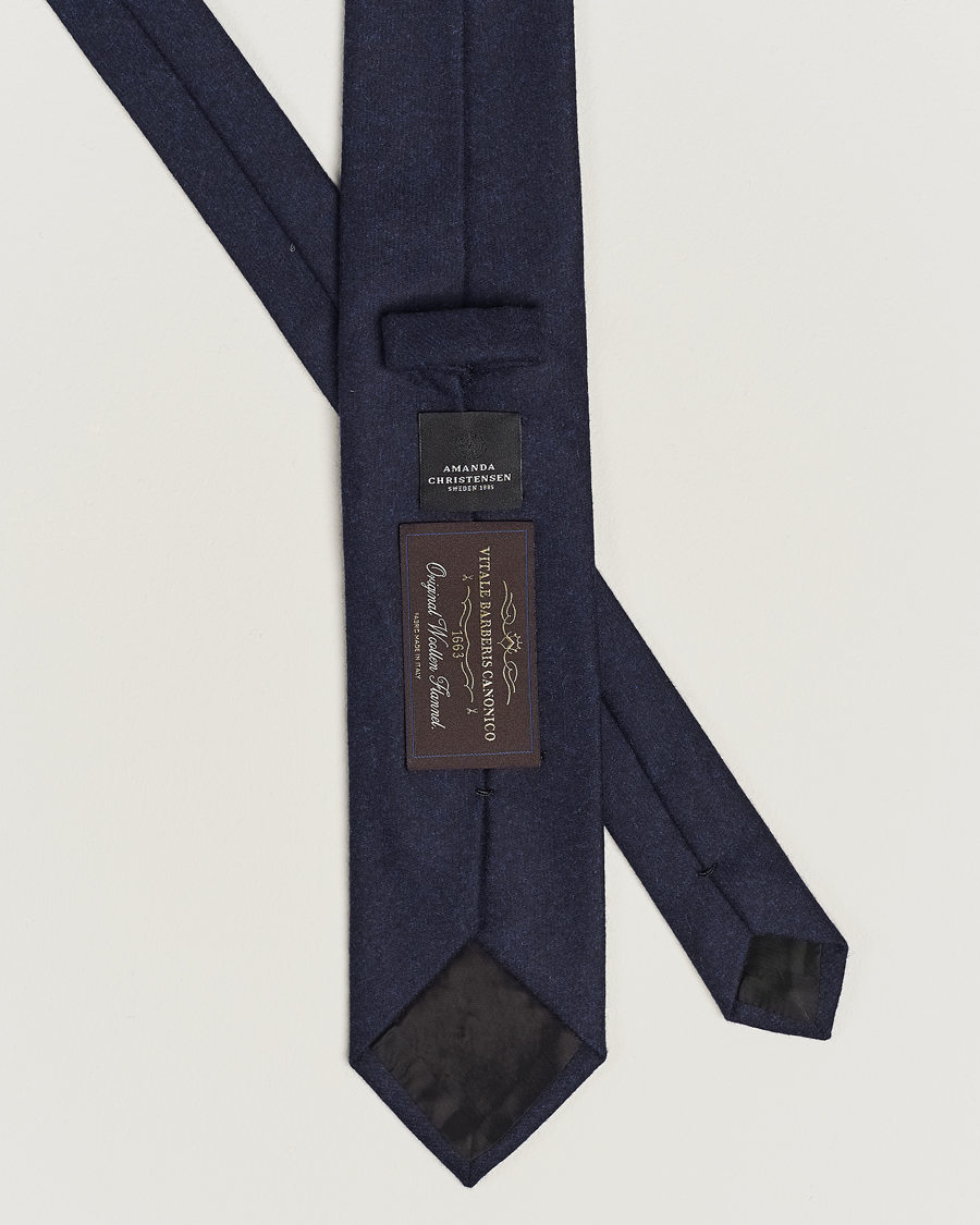 Herren | Amanda Christensen Wool Flannel 8cm Tie Navy | Amanda Christensen | Wool Flannel 8cm Tie Navy