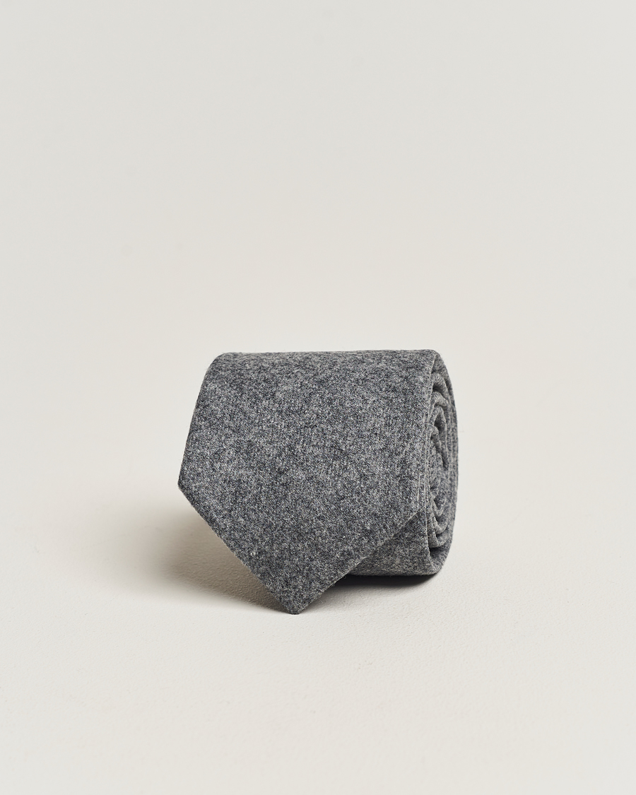 Herren | Amanda Christensen Wool Flannel 8cm Tie Grey Melange | Amanda Christensen | Wool Flannel 8cm Tie Grey Melange
