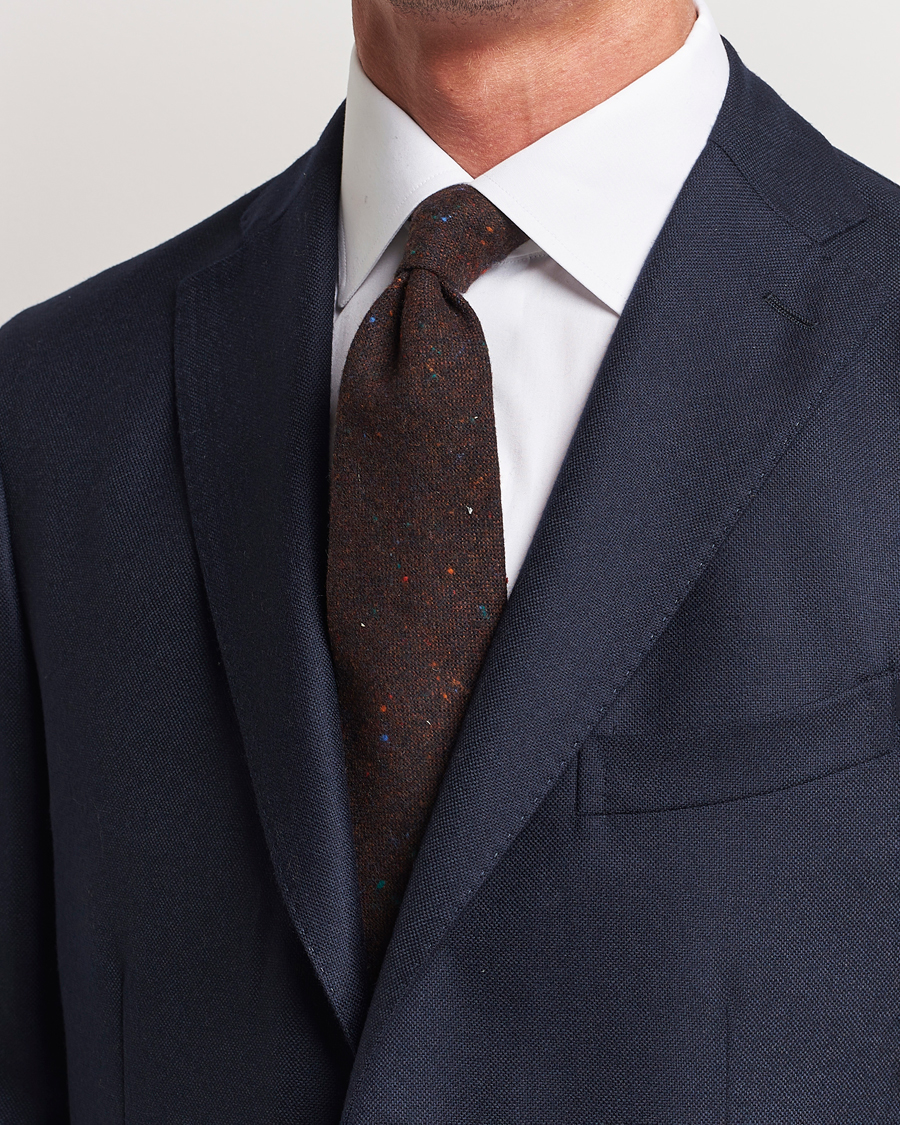 Herren | Amanda Christensen Wool Donegal 8cm Tie Wine | Amanda Christensen | Wool Donegal 8cm Tie Wine