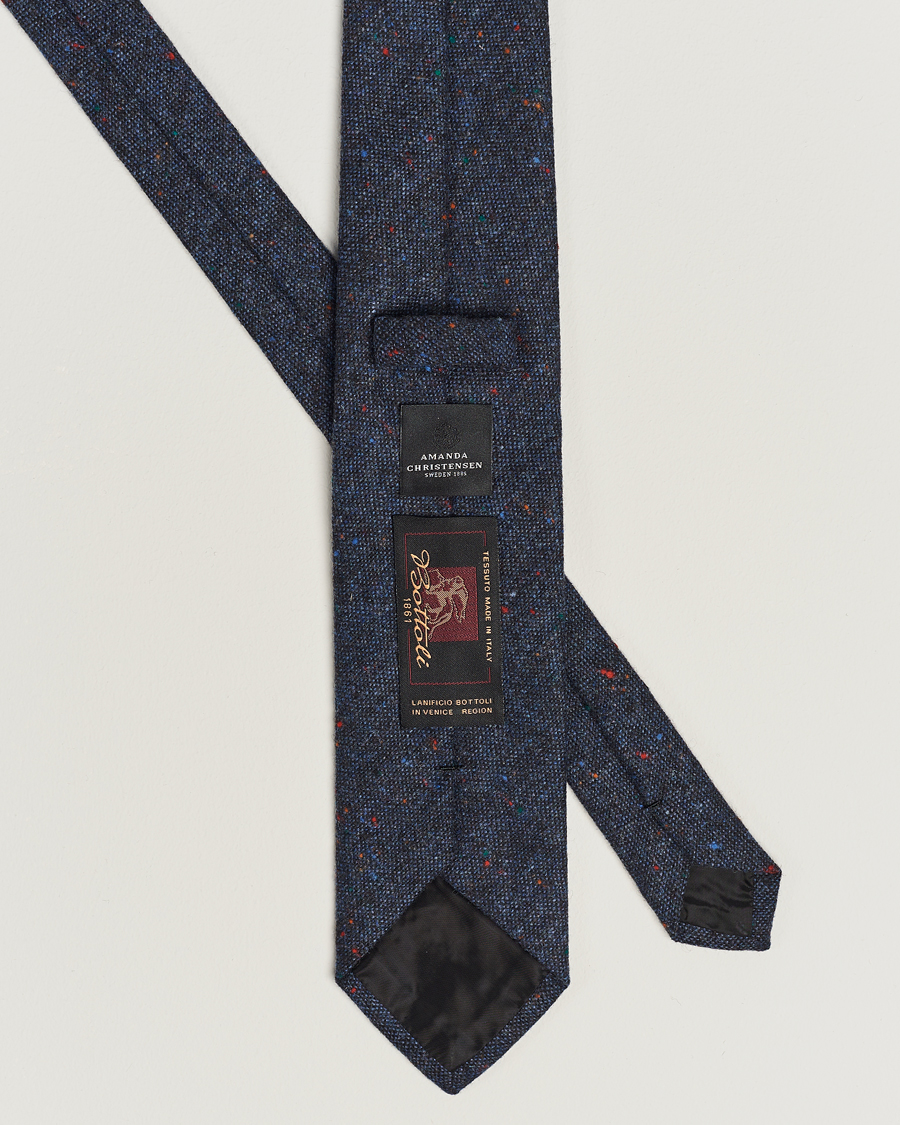 Herren | Amanda Christensen Wool Donegal 8cm Tie Navy | Amanda Christensen | Wool Donegal 8cm Tie Navy