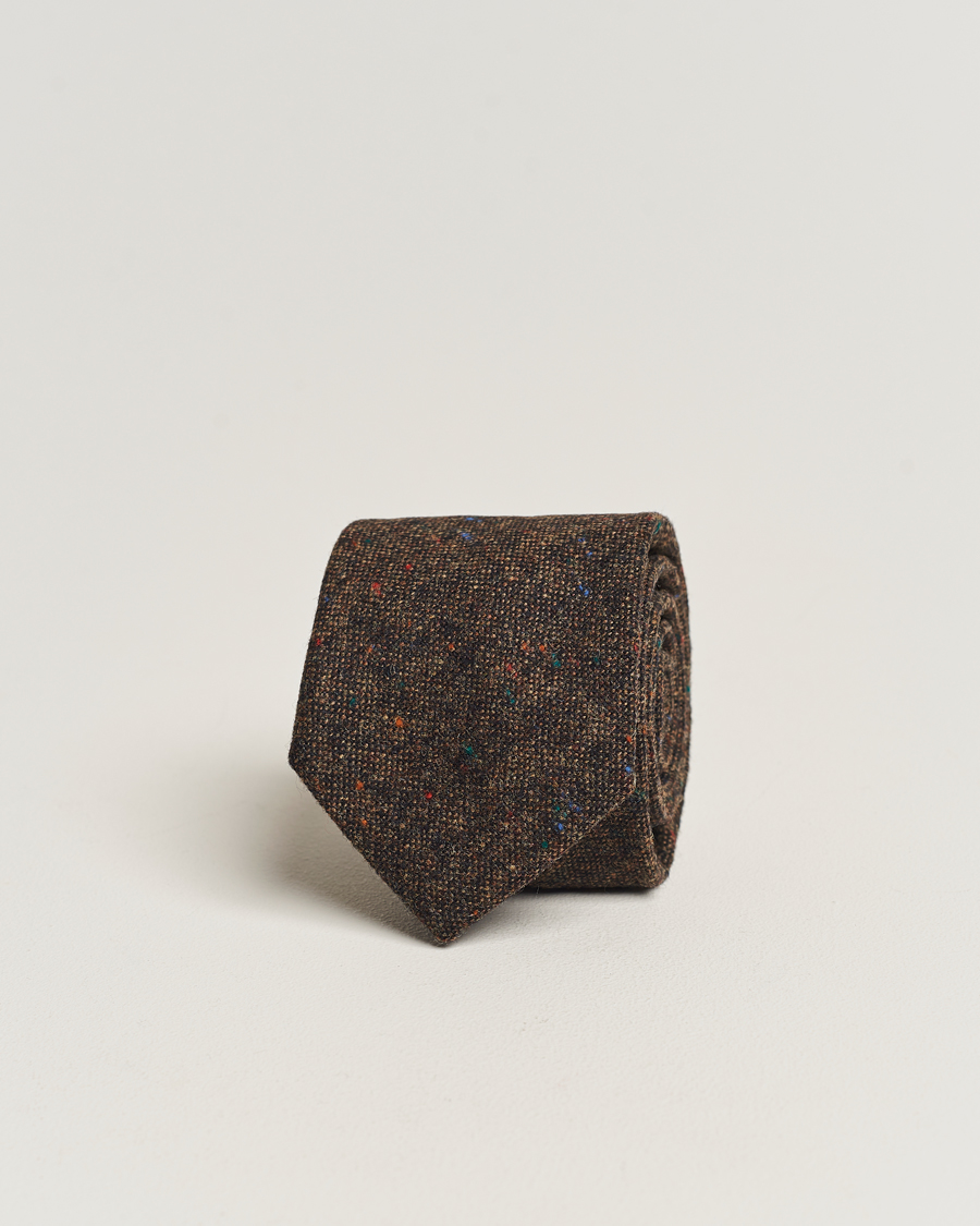 Herren | Amanda Christensen Wool Donegal 8cm Tie Brown | Amanda Christensen | Wool Donegal 8cm Tie Brown