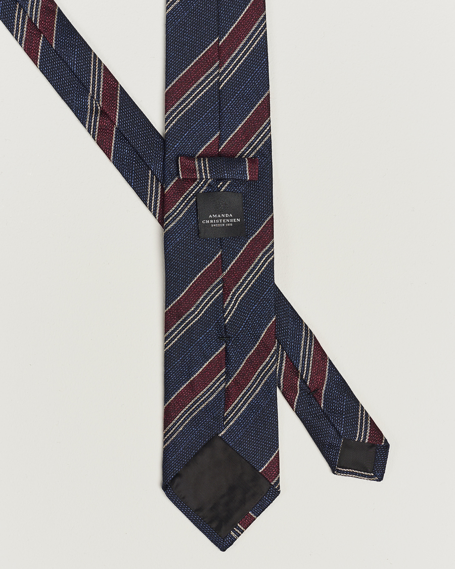 Herren | Amanda Christensen Cotton/Wool/Silk 8cm Regimental Stripe Tie Navy/Red | Amanda Christensen | Cotton/Wool/Silk 8cm Regimental Stripe Tie Navy/Red