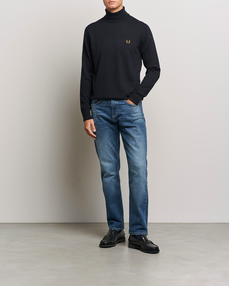 Herren | Pullover | Fred Perry | Knitted Rollneck Jumper Navy
